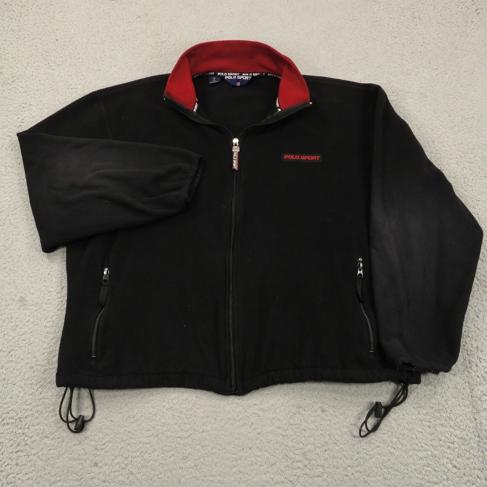VTG Polo Sport Ralph Lauren Jacket Men XL Fleece Spellout Zip Up 90s Made in USA